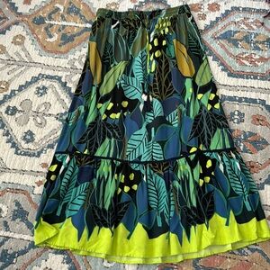 Tropical Tiered Maxi Skirt with Cowrie Shells
